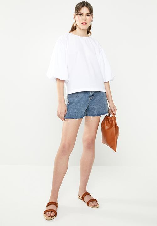 c(inch) - Structured volume sleeve blouse - white