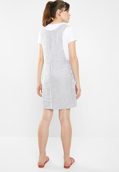 Cotton On - Woven utility pinafore dress - navy & white 