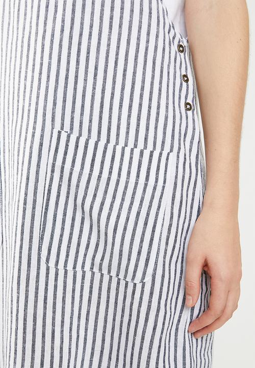 Cotton On - Woven utility pinafore dress - navy & white 