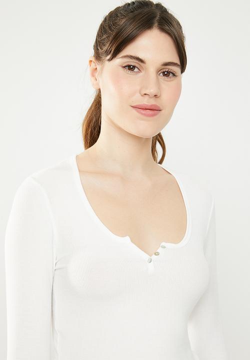 Cotton On - Gemima henley long sleeve top  - white