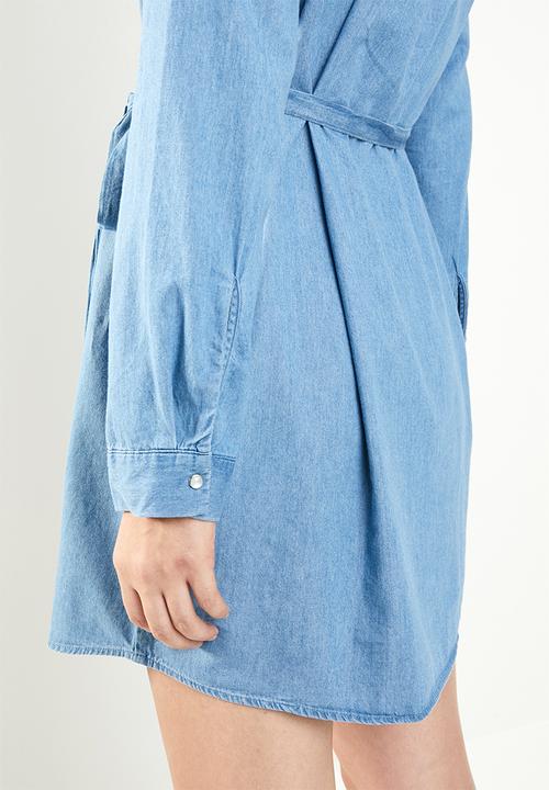 Cotton On - Woven Tammy long sleeve shirt dress - blue 