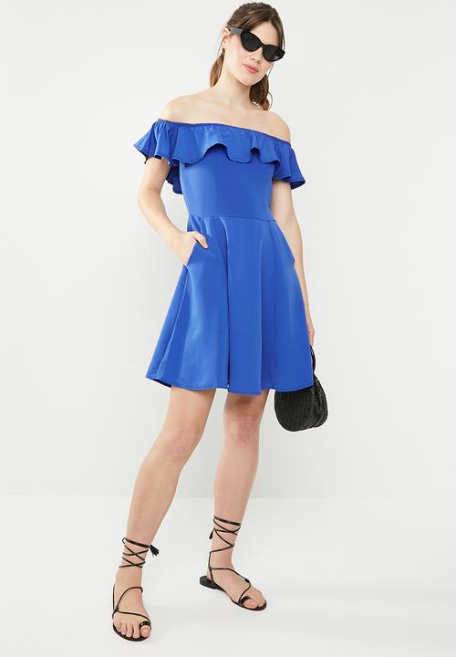 c(inch) - Bardot fit and flare dress - blue