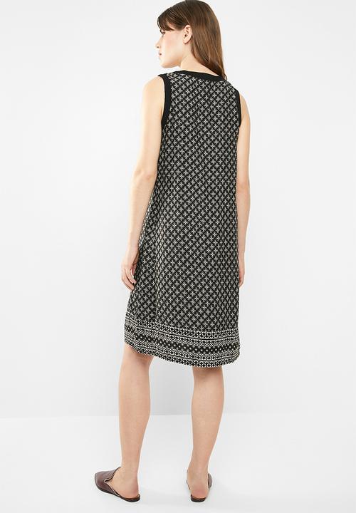 edit - Sleeveless tunic dress - black & white