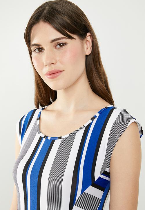 edit - Sleeveless drape dress - blue