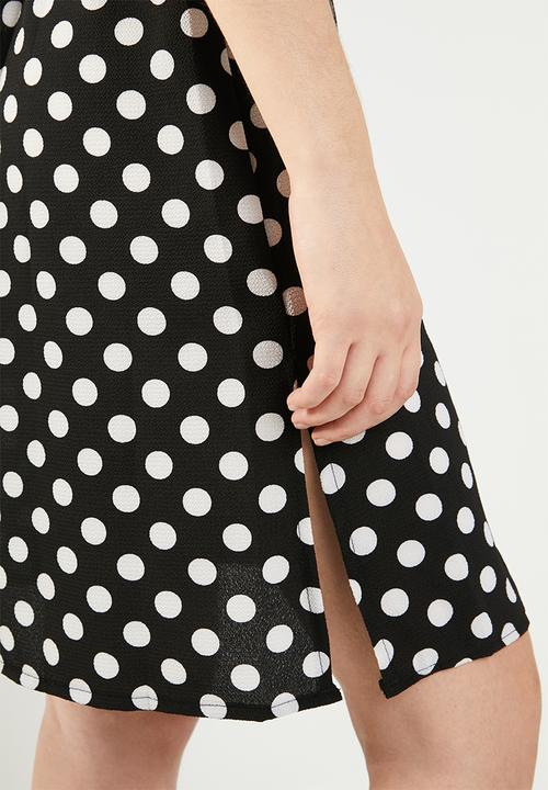 edit - Button down shirt dress - black & white