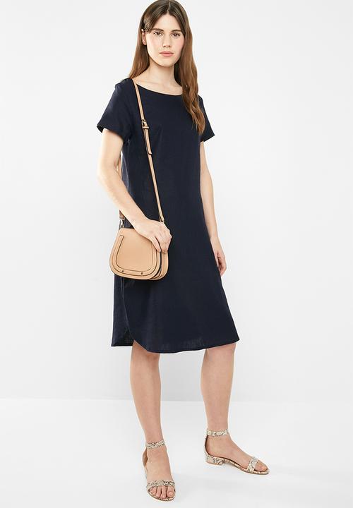 edit - Short sleeve linen blend tunic - navy