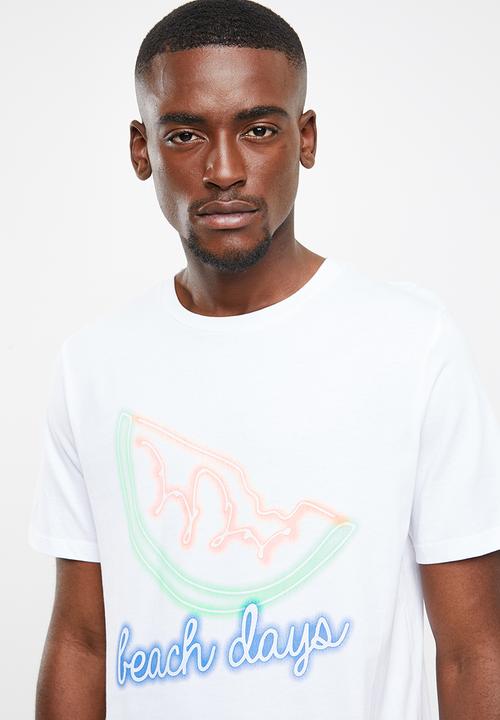 Jack & Jones - Neon-pop short sleeve tee - white