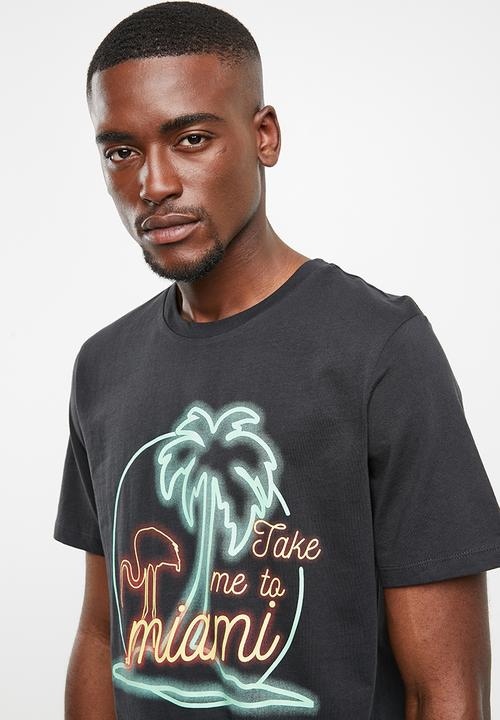 Jack & Jones - Neon-pop short sleeve tee - charcoal 