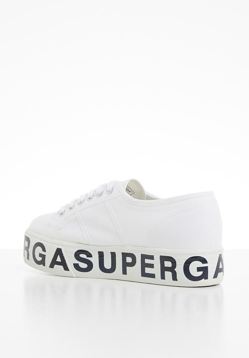 SUPERGA - Canvas flatform bold letters - white