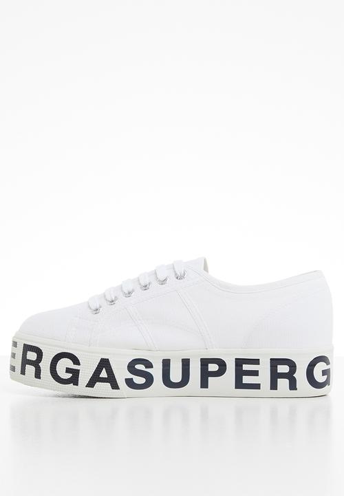 SUPERGA - Canvas flatform bold letters - white
