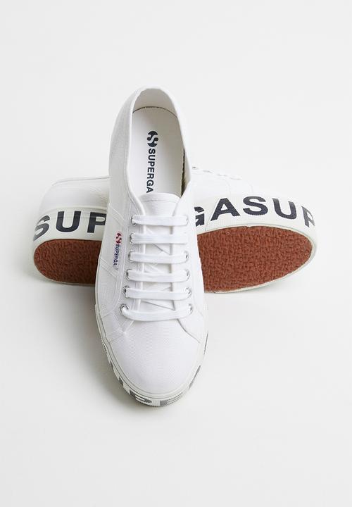 SUPERGA - Canvas flatform bold letters - white