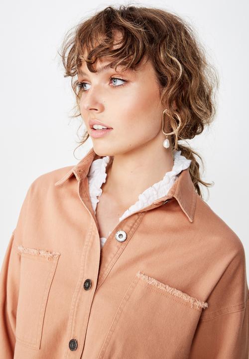 Cotton On - Lacy utility release hem shacket - tan