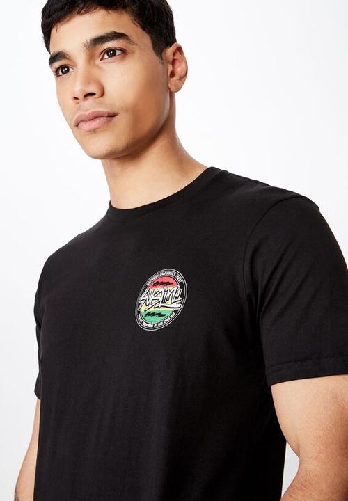 Cotton On - Tbar collab music short sleeve tee - black