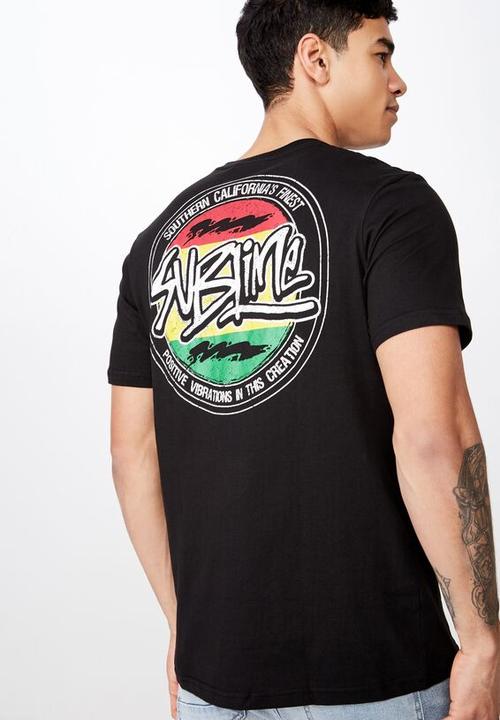 Cotton On - Tbar collab music short sleeve tee - black