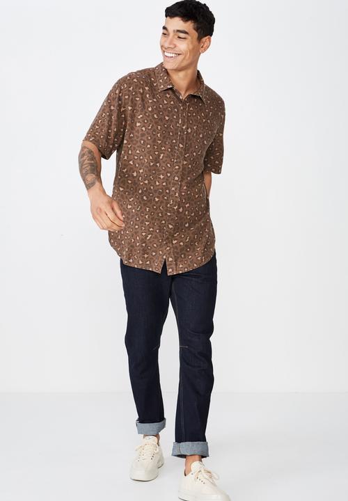 Cotton On - 92 short sleeve shirt - brown & beige 