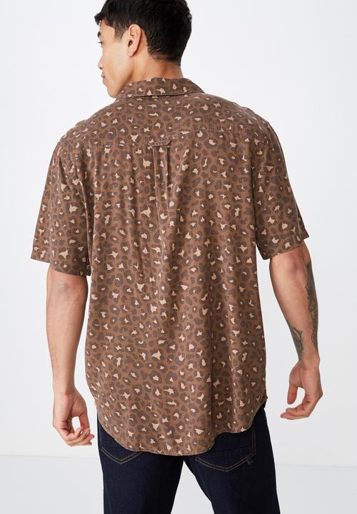 Cotton On - 92 short sleeve shirt - brown & beige 