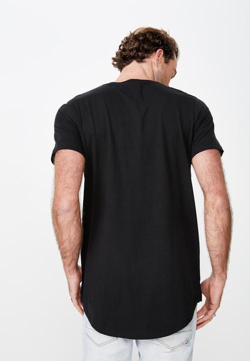 Cotton On - Longline scoop hem tee - black