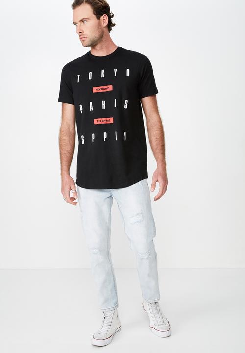 Cotton On - Longline scoop hem tee - black