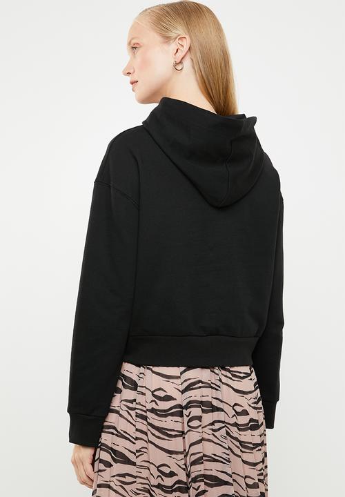 Superbalist - Boxy crop hoodie - black