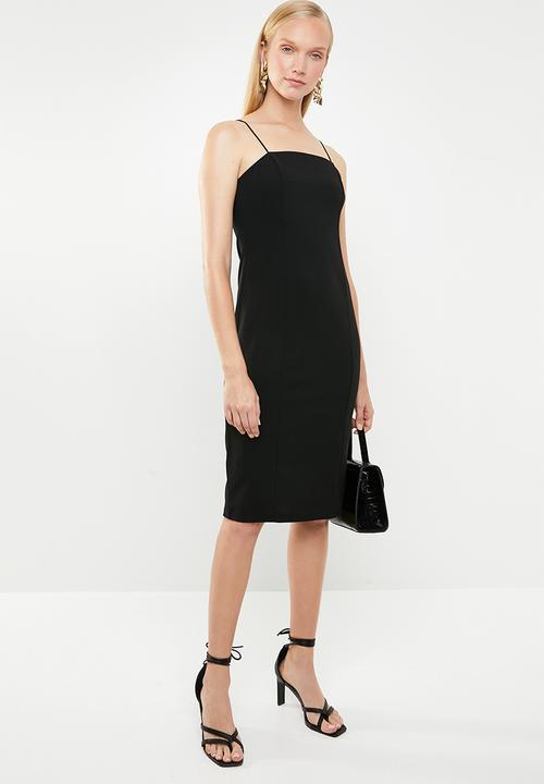 Superbalist - Square neck bodycon midi dress - black 