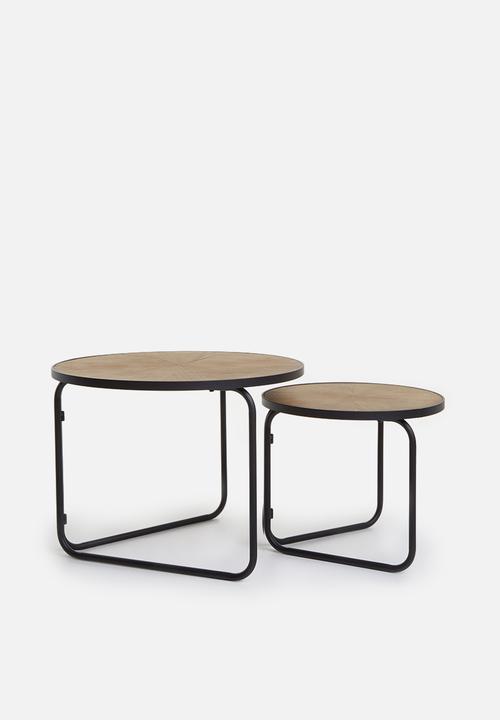 Sixth Floor - Nested coffee table set of 2 - natural & black