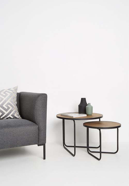 Sixth Floor - Nested coffee table set of 2 - natural & black