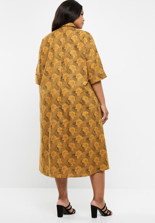 AMANDA LAIRD CHERRY - Plus size thutho shirt dress - yellow & black