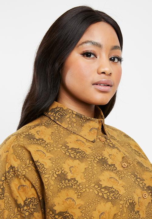 AMANDA LAIRD CHERRY - Plus size thutho shirt dress - yellow & black