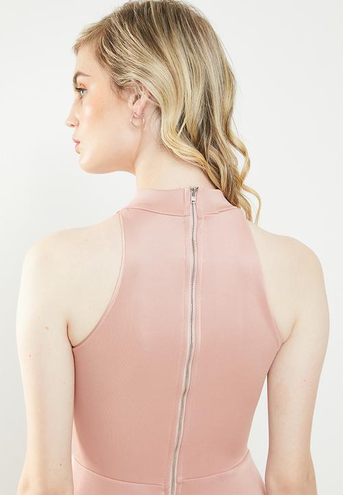 Superbalist - Hi neck midi dress - pink 