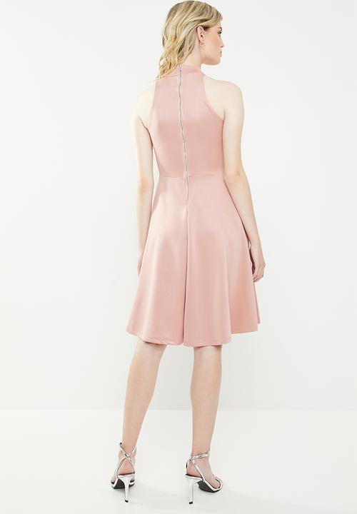 Superbalist - Hi neck midi dress - pink 