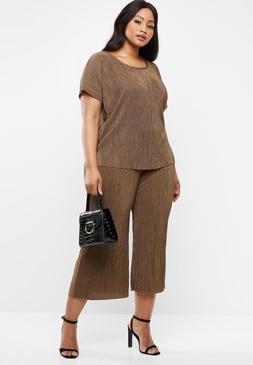 Superbalist - Boxy plisse culottes - brown