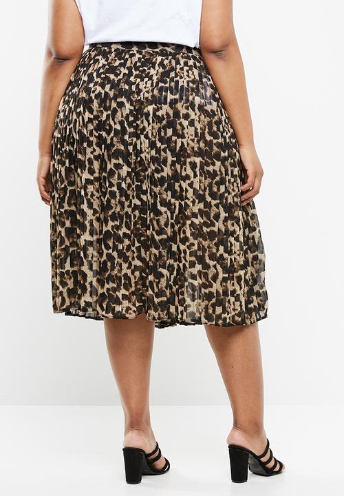 Superbalist - Pleated midi skirt - brown & beige