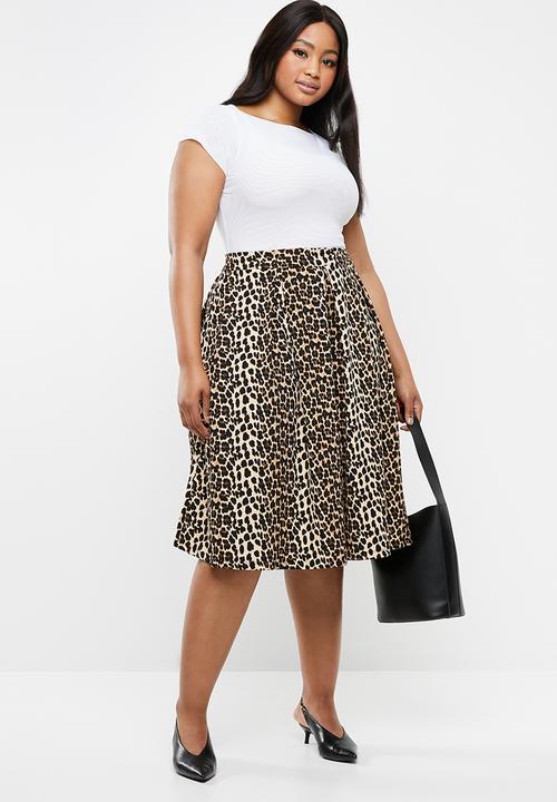edit Plus - Fit and flare skirt - brown & black