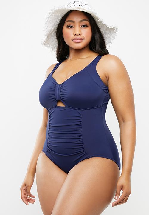 Jacqueline Plus - Key hole detail one piece - navy