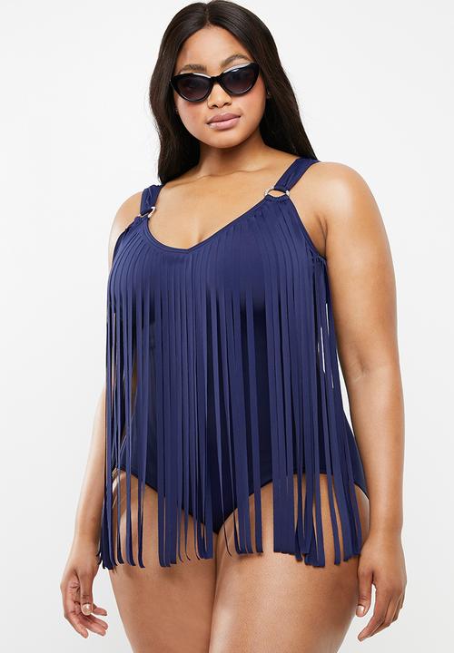 Jacqueline Plus - Fringe detail one piece - navy