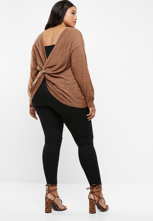 STYLE REPUBLIC PLUS - Twist back jersey - brown 