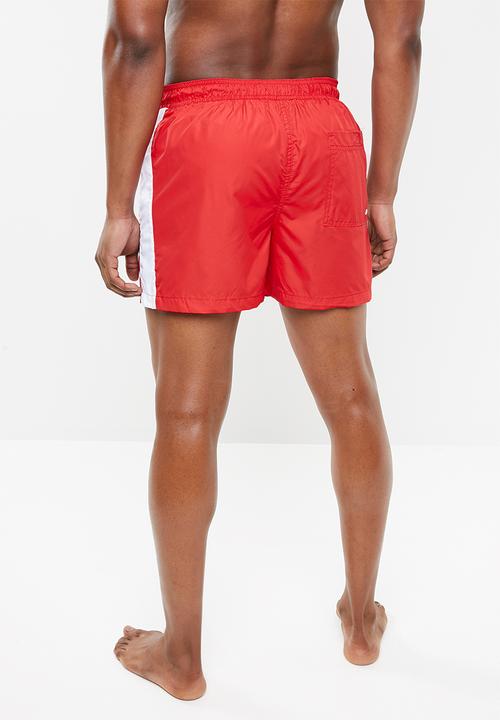 Brave Soul - Charles side stripe shorts - red & white