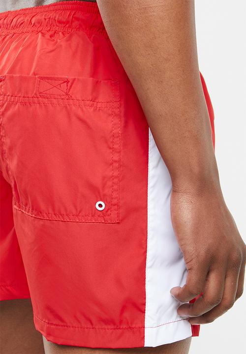 Brave Soul - Charles side stripe shorts - red & white