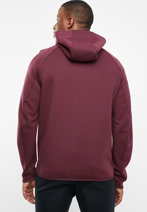 Nike - M nsw tech fleece hoodie fz - burgundy & white