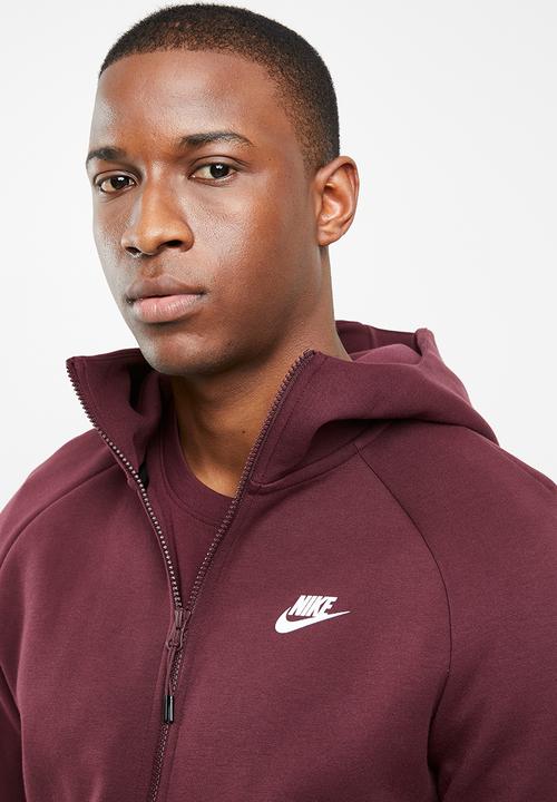 Nike - M nsw tech fleece hoodie fz - burgundy & white