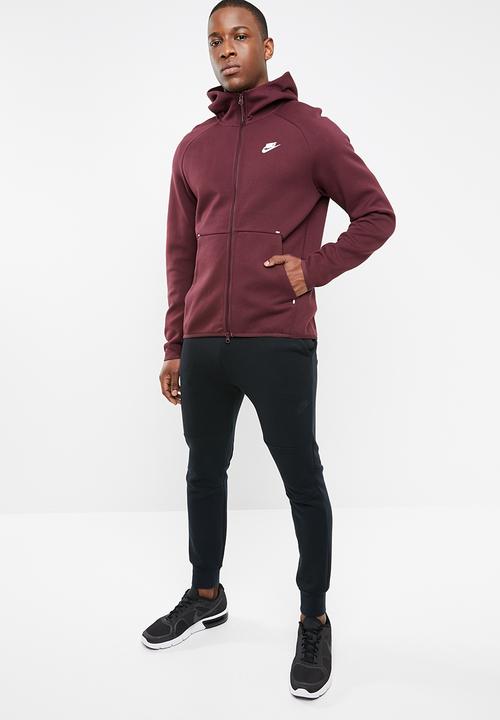 Nike - M nsw tech fleece hoodie fz - burgundy & white
