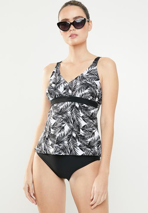 Lu-May - Palm leaf tankini set - black & white