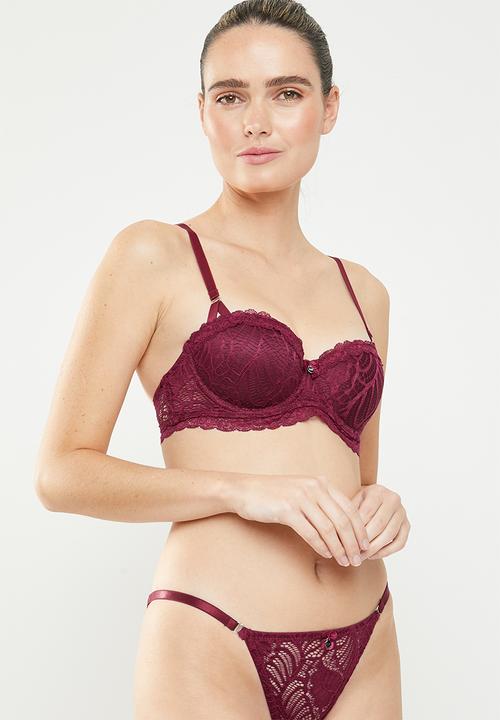 SISSY BOY - All over lace balconette bra - burgundy 