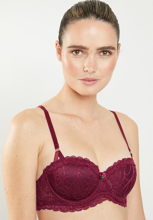 SISSY BOY - All over lace balconette bra - burgundy 