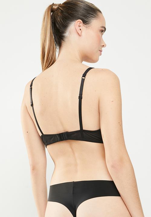 New Look - Flock stripe boost bra - black