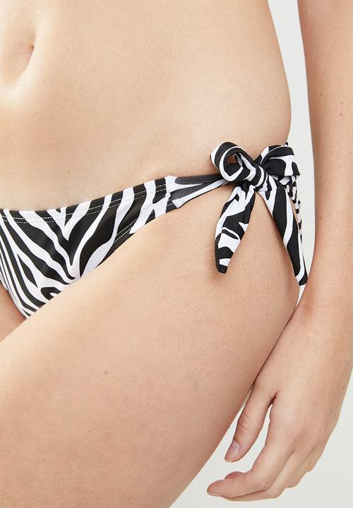 SISSY BOY - Tie side bikini bottom - black & white 