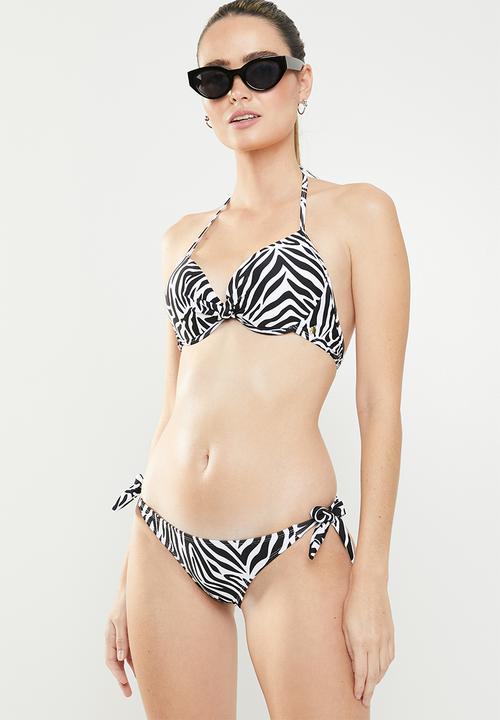 SISSY BOY - Tie side bikini bottom - black & white 