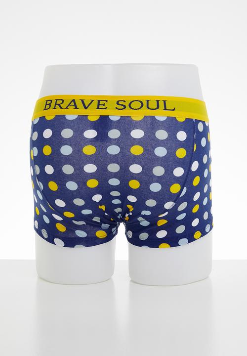 Brave Soul - Bananas cotton 3 pack trunks  - blue & white