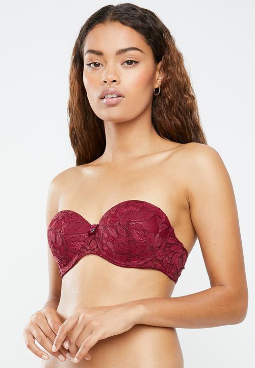 SISSY BOY - Lace padded multiway bra - red & black