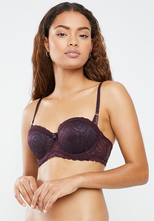 SISSY BOY - Allover lace balconette push up bra - purple